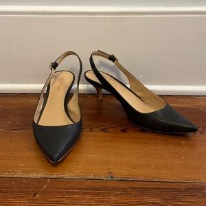 M. Gemi Dark Green Leather Slingback Kitten Heels Italy Size EU 36 / 6